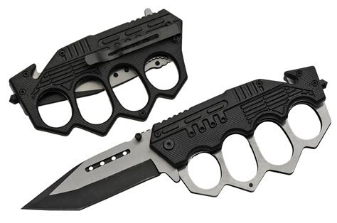 Spring Assisted Folding Knife Tanto Blade Black Trench Knife