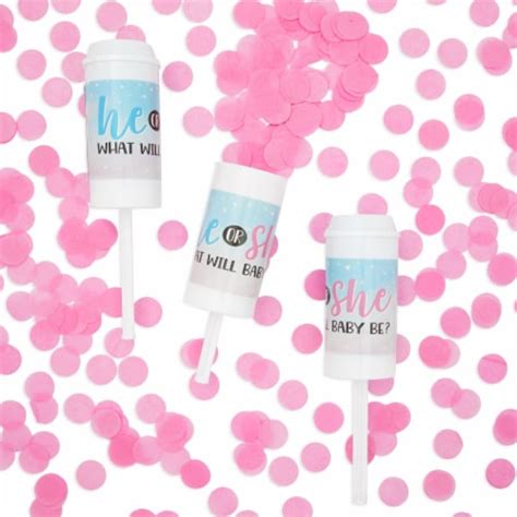 6 Pack Gender Reveal Confetti Cannon With Pink Refills Girl Baby