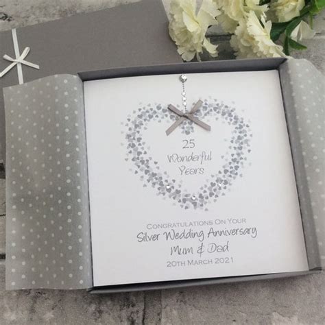 Handmade Personalised Silver Wedding Anniversary Card 25th Etsy Uk