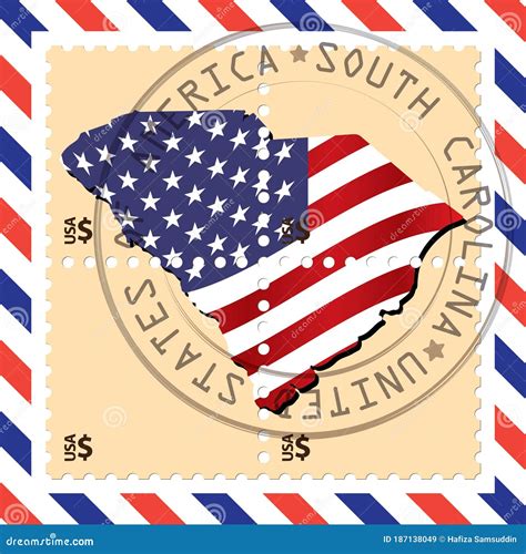South Carolina Stamp Vector Illustration Decorative Design Stock