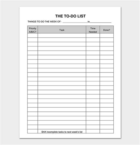 Things To Do List Template Printable Printable Templates