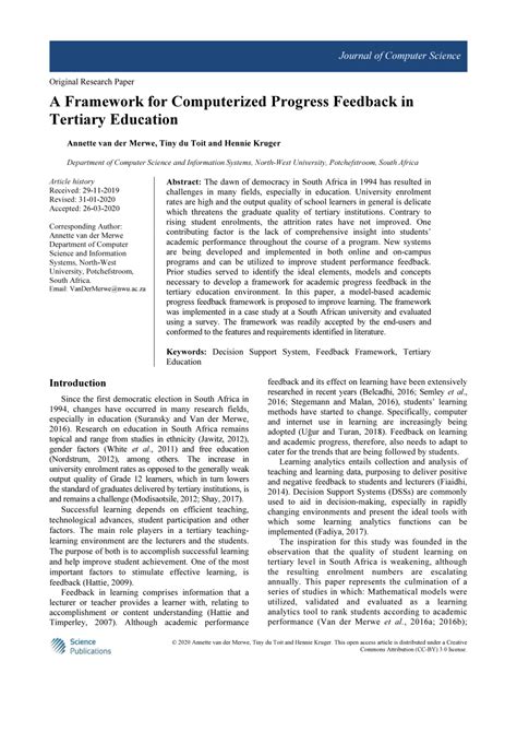 Pdf A Framework For Computerized Progress Feedback In Tertiary Education