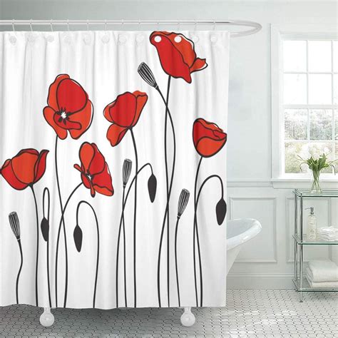Ksadk Poppy Red Poppies Flower Abstract White Painting Black Plant Cute