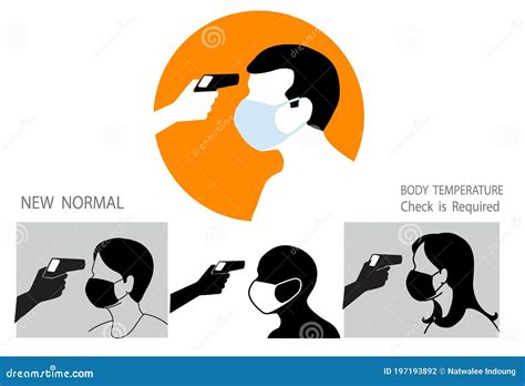 Simple Flat Illustration Set Of Showing Body Temperature Check Sign
