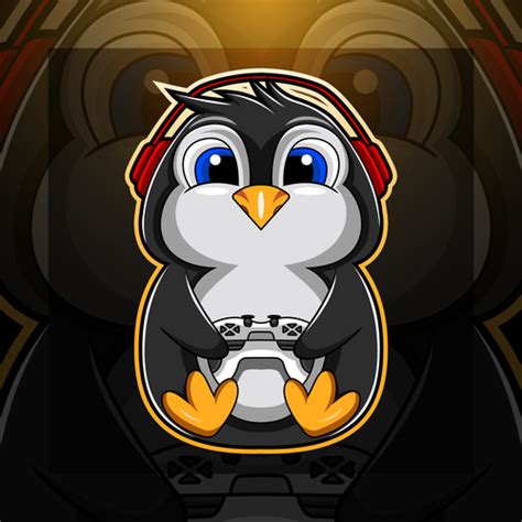 Cute Penguin Gaming Logo Vector Free Download