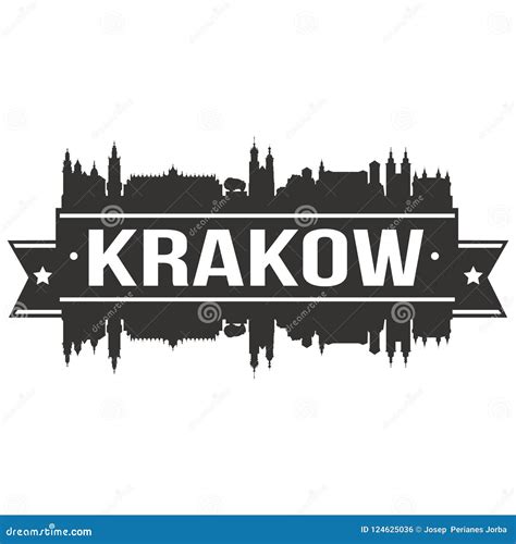Krakow Poland Round Icon Vector Art Flat Shadow Design Skyline City