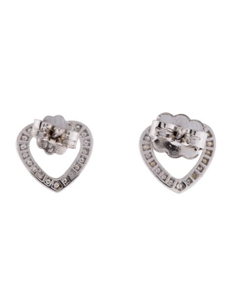 Tiffany And Co 18k Diamond Heart Earrings 18k White Gold Stud