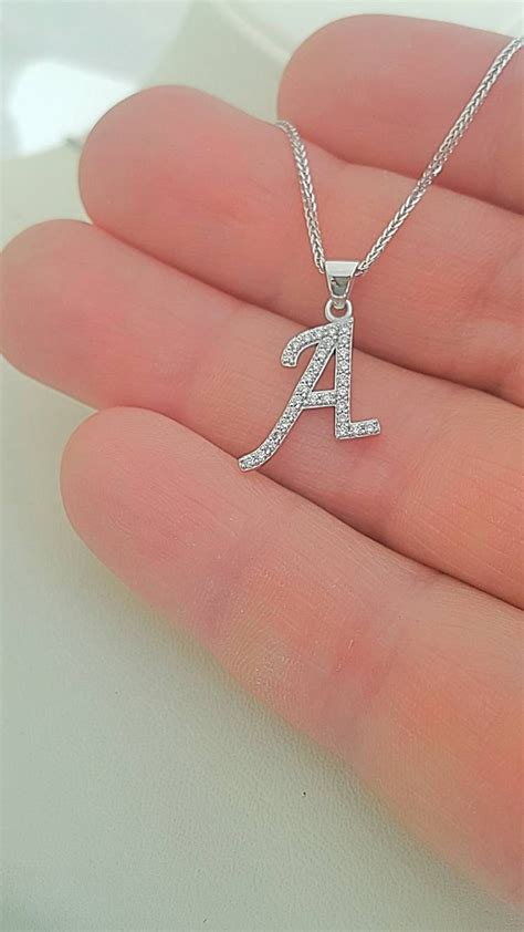 Diamond Initial Necklace Letter A Pendant In Etsy