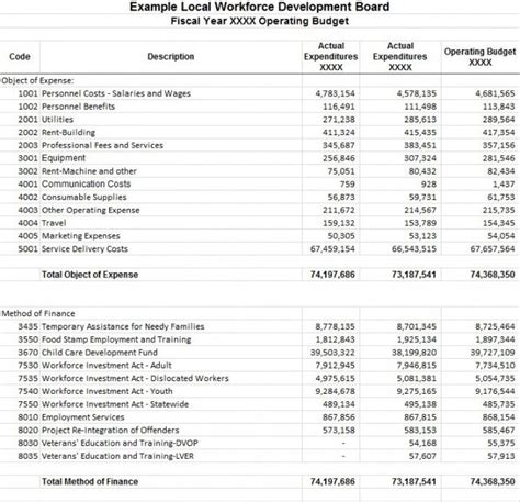 Free Annual Operating Budget Template Excel Sample