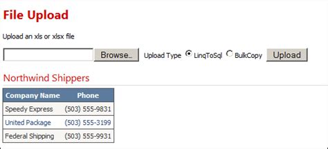 Raj Kaimal Uploading An Excel File To Sql Through An Aspnet Webform