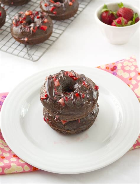 Strawberry Covered Baked Chocolate Donuts Donut Flavors How Sweet
