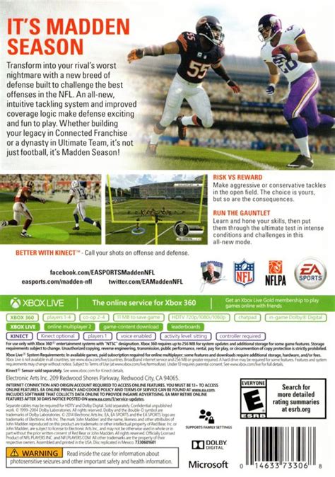 Madden Nfl 15 2014 Xbox 360 Box Cover Art Mobygames