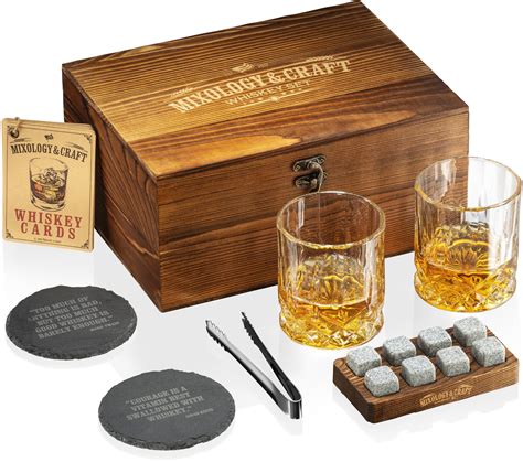 Whiskey Stones T Set For Men And Women With Wooden Box And Old Fash