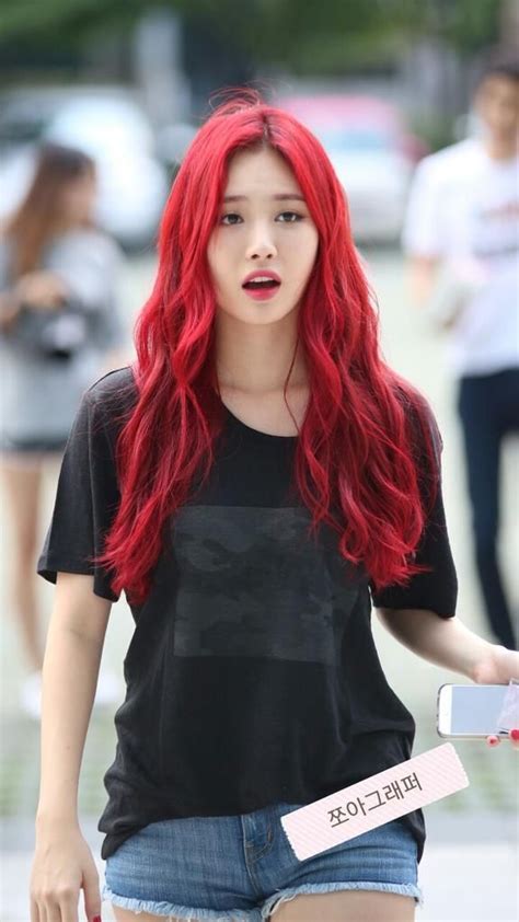 Korean Kpop Girl Group Band Girls Day Yura Red Hair Color