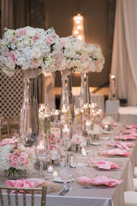 Luxury Blush Wedding Centerpieces Estate Table Statuesque Events