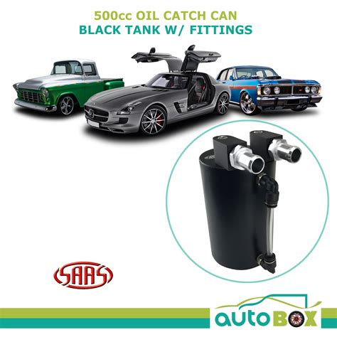 Saas 500cc Oil Catch Can Aluminium Black Tank With Fittings Mount Kit