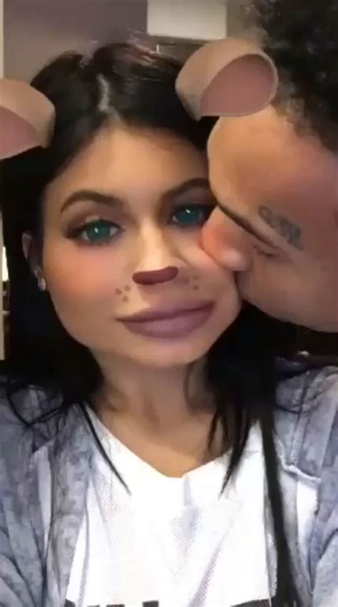 Tyga Shares Kiss With Bear Faced Kylie Jenner As Loved Up Couple Play Around With Snapchat