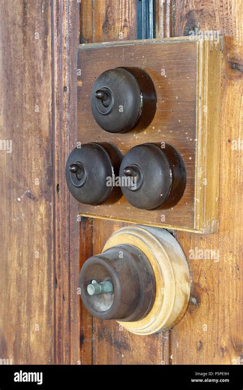 Vintage Bakelite Light Switches In Old Church Stock Photo Alamy