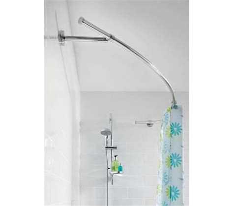 Croydex Luxury Curved Chrome Shower Curtain Rail Rod Ad108341