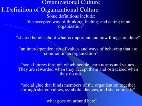 Ppt Organizational Culture I Definition Of Organizational Culture