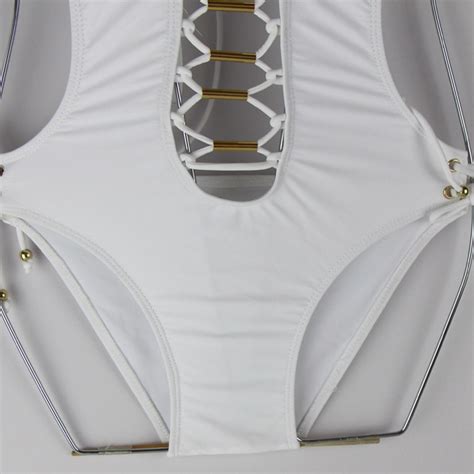 Halter Deep V Gather Bandage Sexy Bikini Style Triangular Piece Swimsuit On Luulla