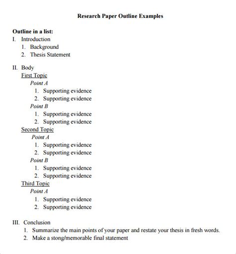 10 Sample Research Paper Outline Templates To Download Sample Templates