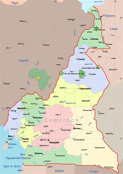 Detallado Mapa Político Y Administrativo De Camerún Con Carreteras Y