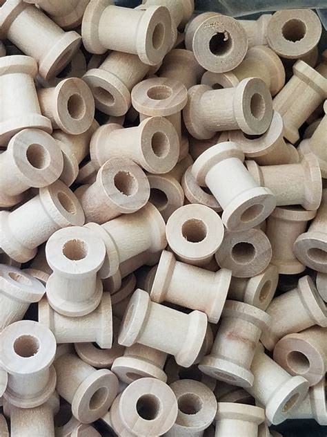 Set Of 100 Small Unfinished Wooden Thread Spools 58 X Etsy Wooden