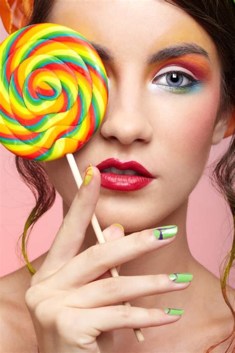Beautiful Model With Lollipop Candy Photoshoot Candy Makeup Candy Girl