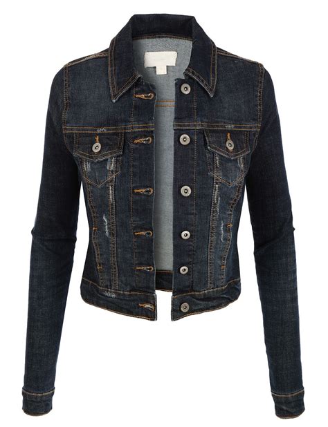 le3no womens vintage long sleeve denim jean jacket with pockets chaqueta chaquetas de jeans