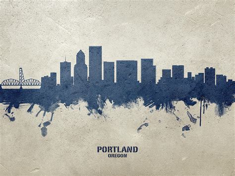 Portland Oregon Skyline Digital Art By Michael Tompsett Fine Art America