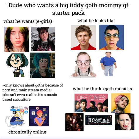 Dude Who Wants A Big Tiddy Goth Mommy Gf Starter Pack R Starterpacks