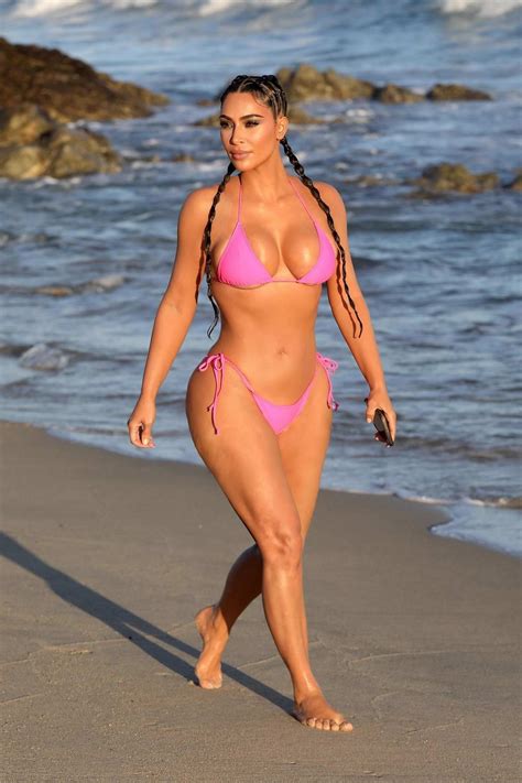 Kim Kardashian Puts On A Stunning Display In A Hot Pink Bikini During A Kkw Beauty Photoshoot In