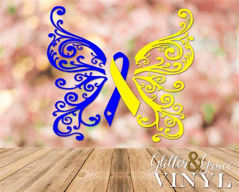 Down Syndrome Butterfly Ribbon Decal Down Syndrome Awareness | Down