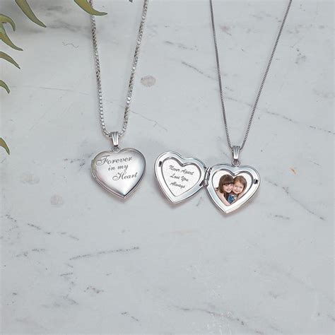 14k White Gold Forever In My Heart Photo Locket Heart Lockets By