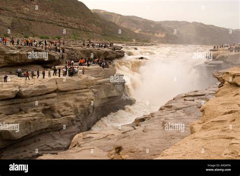 Yellow River Huang He At Hukou Waterfalls Shanxi Province With
