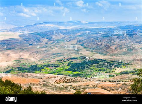 View Of Promised Land From Mount Nebo In Jordan Stock Photo Alamy