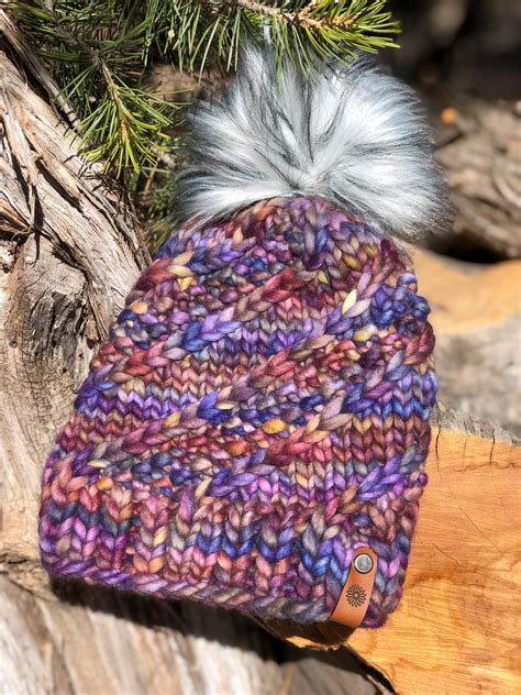Knit Merino Wool Beanie With Handmade Removable Faux Fur Pom Etsy