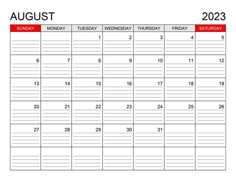 August 2023 Calendar Printable Pdf Template August 2023 Calendar