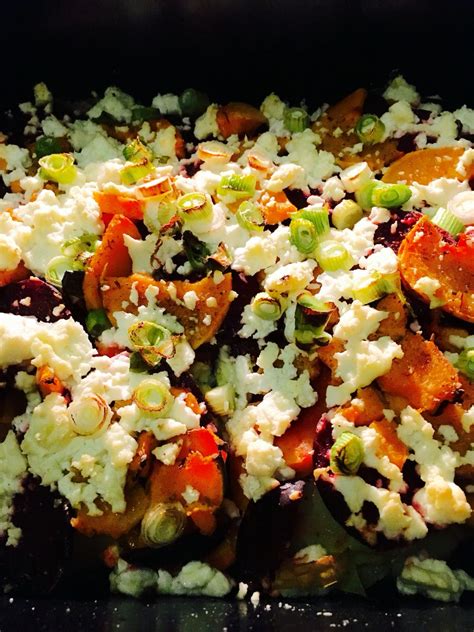 Potato pancake with a goat cheese salad sprinkled with french mustard dressing. Sweet potato, Beet Root, Goat Cheese | Leckereien