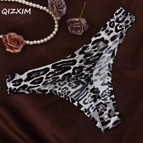 High Quality Ensured Sexy Women G Strings Seamless Ice Silk Thongs Ladies Leopard Print