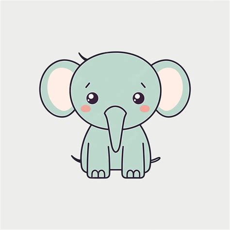 Premium Vector Cute Elephant Cartoon Mascot Logo Kawaii Illustration