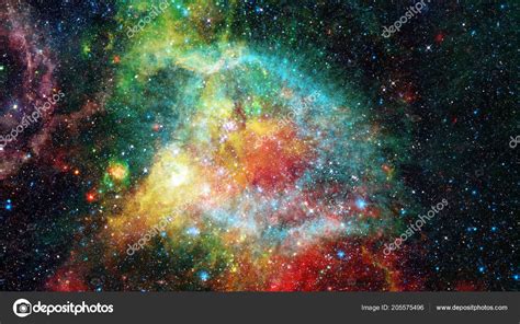 Abstract Bright Colorful Universe Nebula Night Starry Sky Rainbow