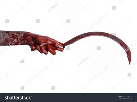Bloody Hand Holding Sickle Sickle Bloody Stock Photo 223241122