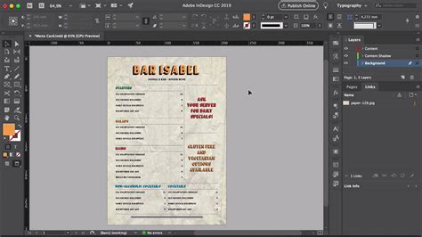 Restaurant Menu Design In Adobe Indesign Preparing The File For Print