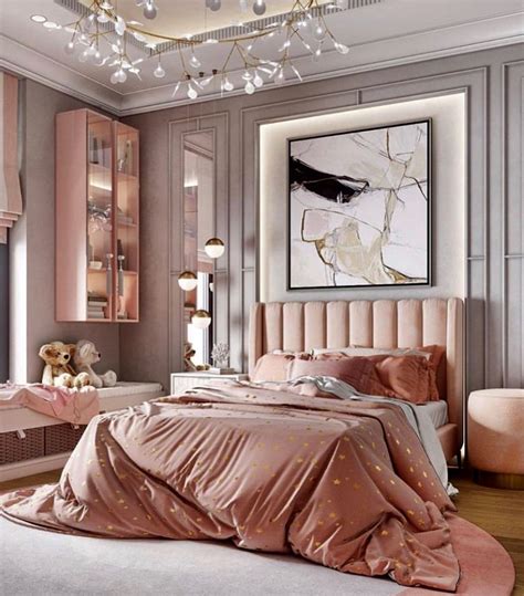 Beautiful Luxury Pink Bedroom Decor With Channel Tufted Bed In Rose Velvet Luxury Room Bedroom