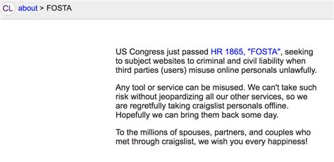Craigslist Removes Personal Ad Section In Wake Of Fosta Passage Into