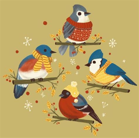 Winter Birds Giovana Medeiros Bird Illustration Christmas