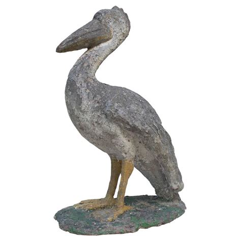 Painted Cement Pelican Garden Ornament at 1stdibs