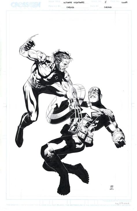 Jim Cheung Wolverine Vs Captain America Cover In Nelson Animated Ink